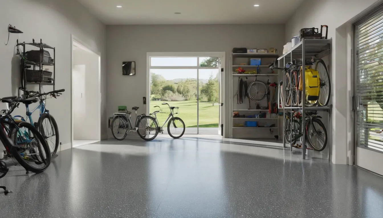 Homeowner and a local provider reviewing a freshly coated epoxy garage floor in Freeburg